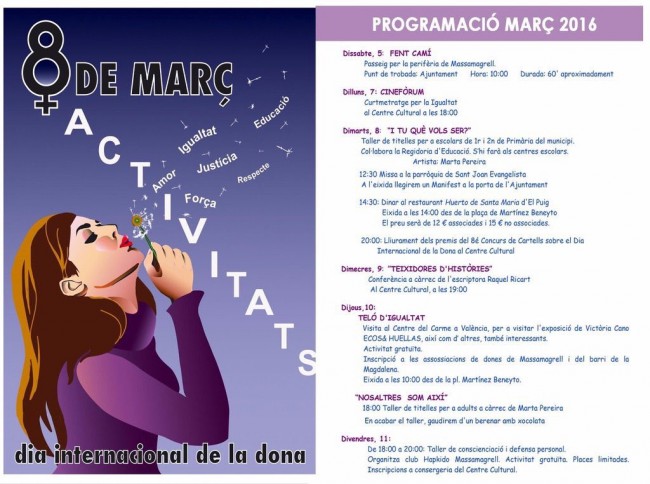 Cartel institucional del Día de la Mujer, Ayuntamiento de Massamagrell
