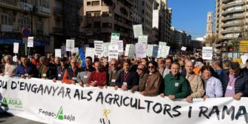 manifestación agricultores centro de Valencia