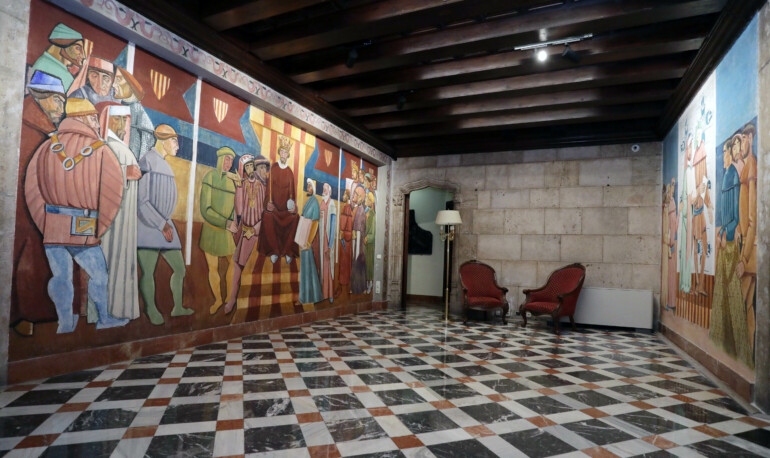 El Palau de la Generalitat ha restaurado las pinturas murales de estética cubista que pintó José Vento.