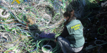 Hasta 15.000 metros de cable de cobre robó el detenido por la Guardia Civil