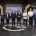 Los candidatos a la presidencia de la Generalitat, junto a los conductores del debate.