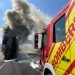 colisión e incendio de dos camiones en la A-7 por Nules