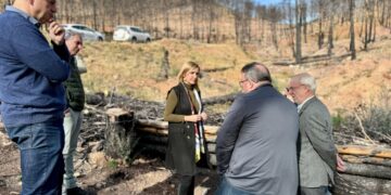 Salomé Pradas ha visitado los terrenos afectados por el incendio de Bejís en Toràs