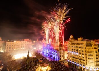 Espectáculo pirotécnico de Nochevieja en Valencia