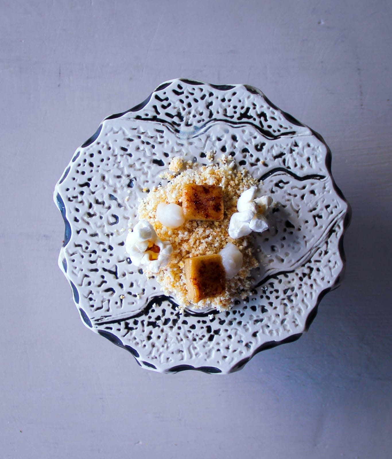 Horchata palomita de maíz y foie