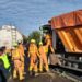 Accidente entre 3 camiones y un coche en la A-7 a su paso por Paterna