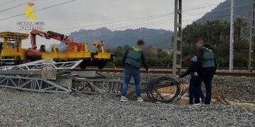 Agentes de la Guardia Civil inspeccionan infraestructuras ferroviarias