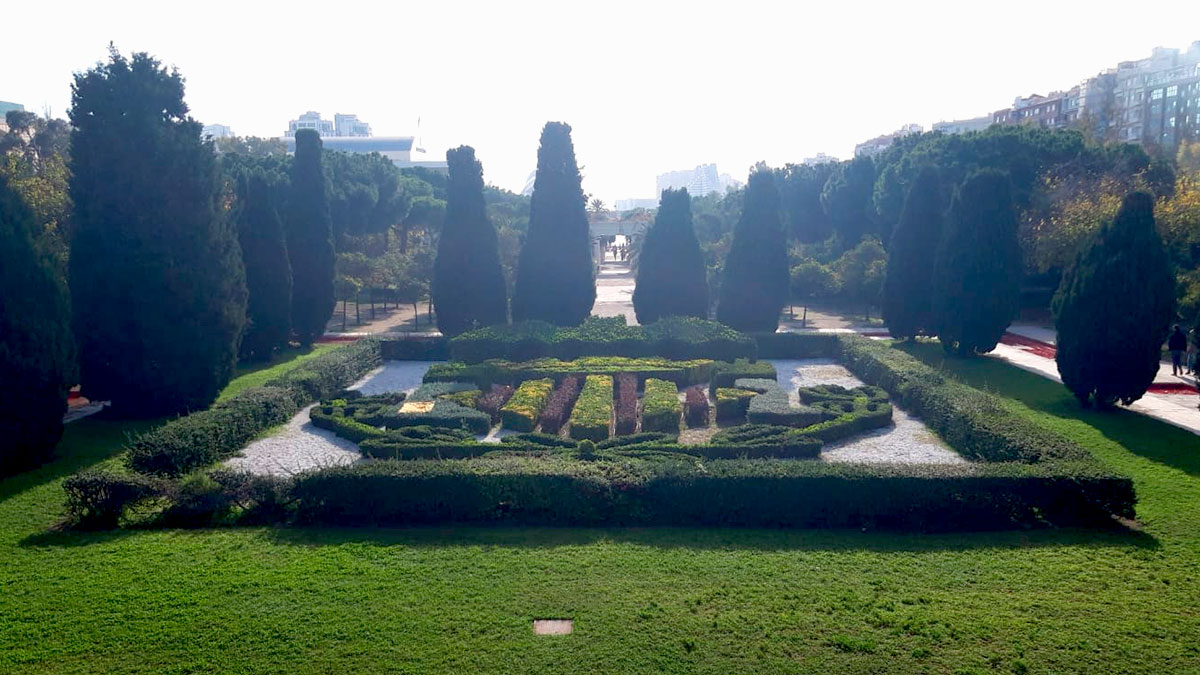 Escudo de Valencia vegetal en el Jardín del Túria