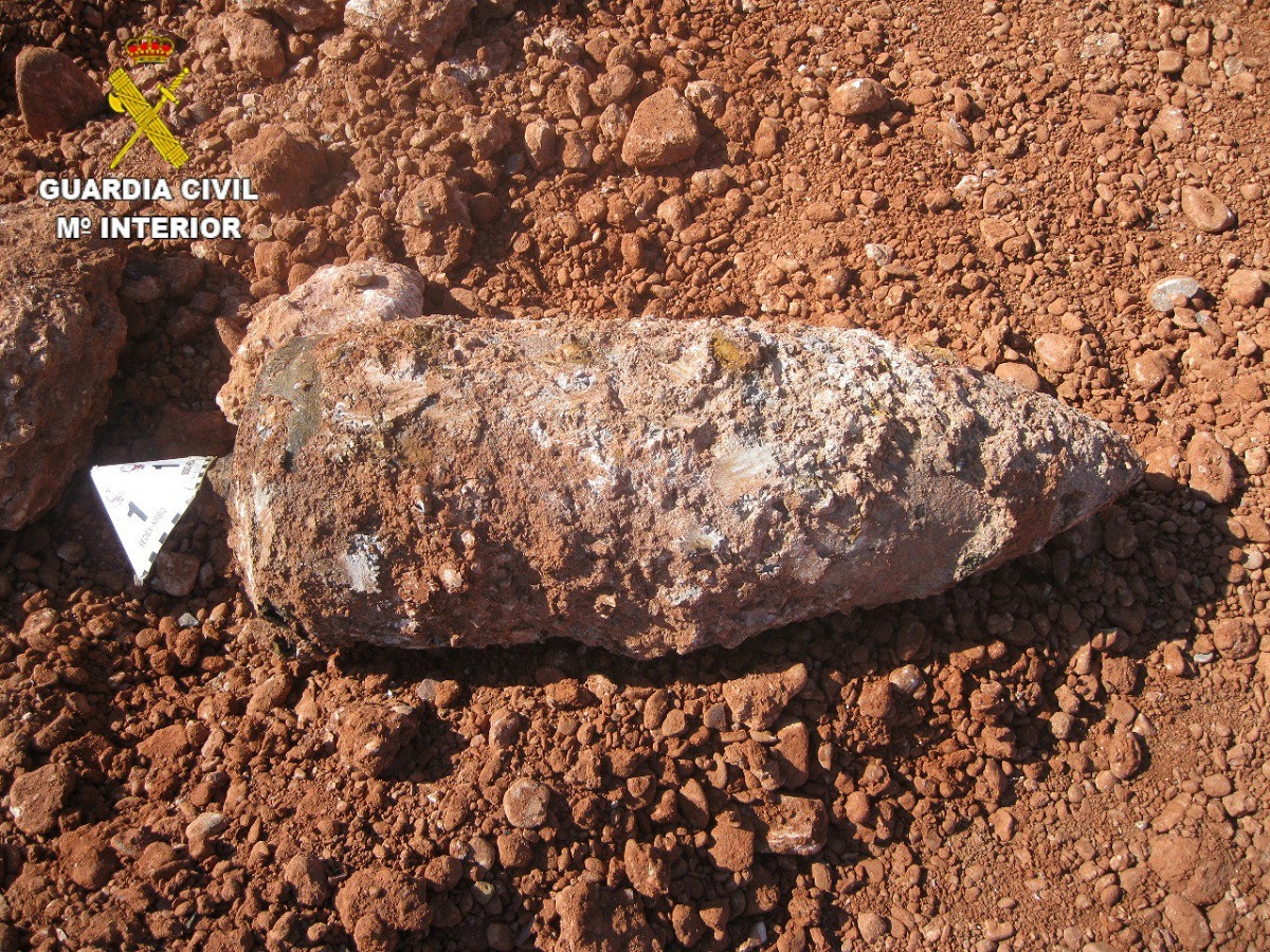 Proyectil de artillería hallado en Sagunto.