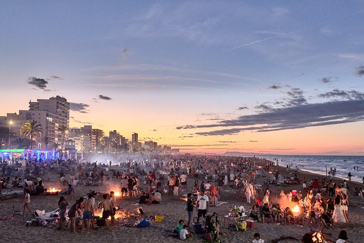 Platja de Gandia en la Nit de Sant Joan