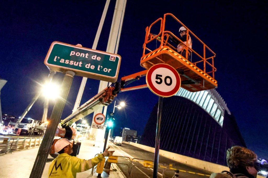 Trabajos en el puente de l'Assut de l'Or.