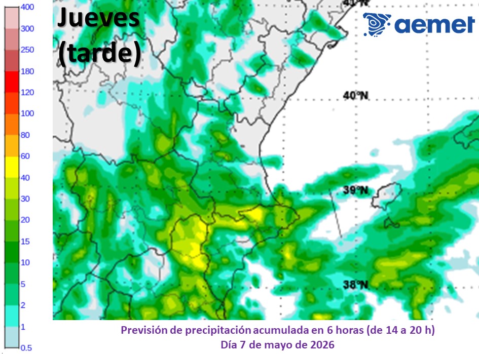 Mapa meteorológico de este jueves.
